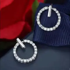 155 シルバー ダイヤ 丸 結婚式 ブライダル サークル ピアス 韓国