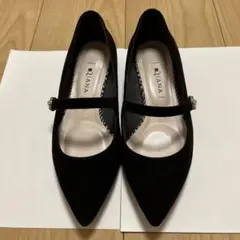 DIANA ブラックポインテッドトゥフラットシューズ