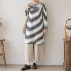 SM2 サマンサモスモス ワンピース M ネイビー ボーダー 綿 レディース