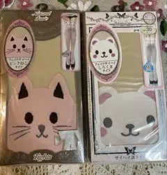 フェイクサイハイ　2足　ねこ柄タイツ　白くま柄タイツ　 M〜L　ニーハイソックス