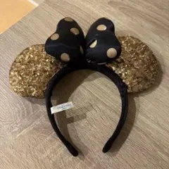 ディズニーカチューシャ ゴールド スパンコール ミニー