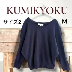 組曲 ドルマンニット ネイビー ケーブル袖 薄手 透け感 ゆるシルエット M