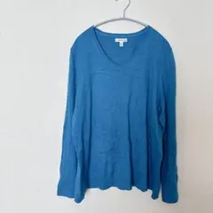 美品】Croft&Barrow 青 Vネック 長袖セーター【XL】