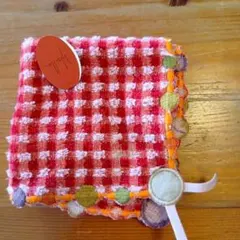 Shanilla 赤とピンクのチェックタオルハンカチ