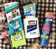 3個セットギャツビー除毛フォーム&メンズビオレ泡タイプ洗顔&MEN'S 化粧水のサムネイル