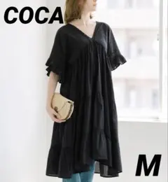 【新品未使用】COCA Vネック 半袖 レース ブラック ワンピース Mサイズのサムネイル