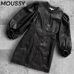 マウジー　完売品♡レザーワンピース 黒　ブラック　ノーカラー