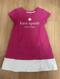 【値下げ】kate spade 半袖ワンピース ピンク/ホワイト 110センチ
