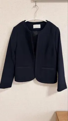 anySiS ネイビー ミニライトボーダー ノーカラージャケット