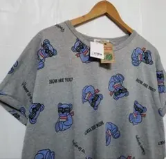 ビックシルエット Tシャツ 新品タグ付 M～L レディース 総柄 グレー