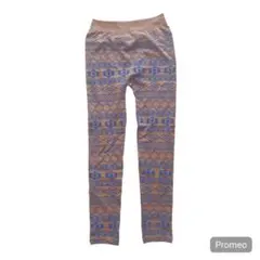 【新品未使用】ネイティブ柄レギンス　M〜Lサイズ　レディース　ベージュ　ネイビー