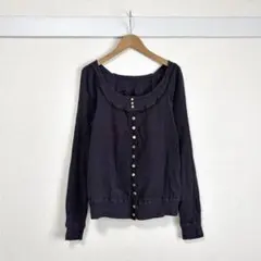 CHISATO TSUMORI コットン シワ加工 レースカーディガン ブラックのサムネイル