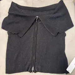 Heather WZIP オフショルニット 黒のサムネイル