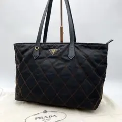 激レア近年✨ PRADA トートバッグ テスートナイロン 黒 三角ロゴ ステッチ
