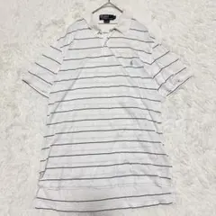 ポロ ラルフローレン　ポロシャツ　白【M】半袖　ボーダー　カジュアル　メンズ