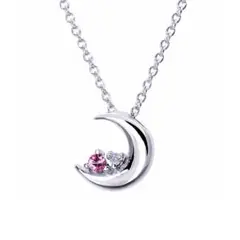 三日月モチーフ ネックレス Silver925 ダイヤモンド付き
