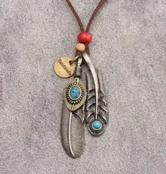 ハンドメイド 羽根モチーフ ネックレス
