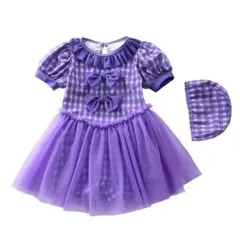 【24年最新デザイン】子ども水着二点セット　女子　スイムキャップつき　チェック柄