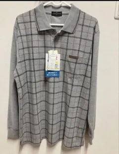 クラウディオ ヴァレンチノ メンズ　長袖ポロシャツ LLサイズ　グレー　ゴルフに