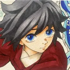 鬼滅の刃　冨岡義勇　手描きイラスト　ファンアート