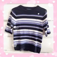 Ragout ボーダー トップス さらさら ニット 黒 ブラック 通勤服 量産