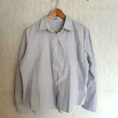 【値下】シャツ　ブラウス　オフィス　ストライプ　黒　長袖