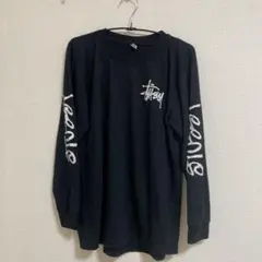 STUSSY ステューシー ロンT ブラック S バックプリント 長袖 黒