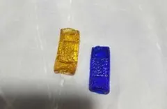 ガラス製箸置き 2個セット (黄色と青色)