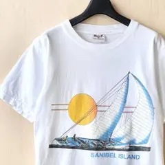 90s古着　ヴィンテージ　Tシャツ　サニベル島　グラフィック　シングルステッチ