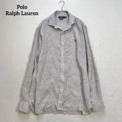 美品】ポロ バイ ラルフローレン リネン シャツ ストライプ ホワイト