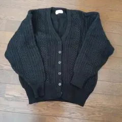 ブラック ケーブルニット カーディガン