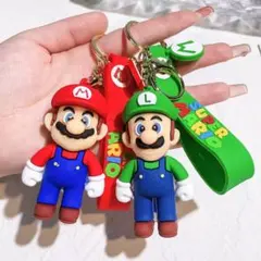 スーパーマリオ　マリオルイージ2個セット　マスコットキーホルダーストラップ付き