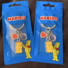 HARIBOのクマキャラクターと ハートのチャーム金属製キーホルダー2個セットのサムネイル