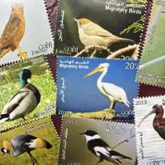 78342セール現品限　外国切手　ヨルダン発行鳥8種揃