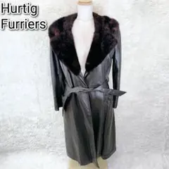 【美品】 レザー リアルファー　ロングコート　女優襟　ヴィンテージ　ベルト付き