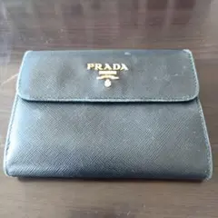 PRADA 二つ折り財布 サフィアーノレザー 黒