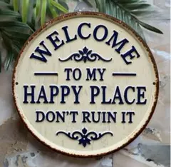 ブリキ看板 アルミプレート ウェルカムリース ガーデニング インテリア 玄関