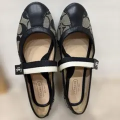 COACH バレエシューズ 黒/ベージュ