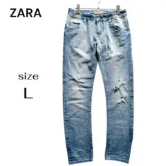 ザラ ZARA Z1975 ダメージ加工 テーパードデニム 32 ローライズ L