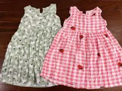 花柄とチェック柄のワンピース2着セット