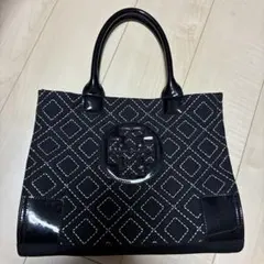 トリーバーチ　トートバッグ　ハンドバッグ　黒　エナメル　ナイロン
