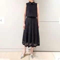 美品Diagramダイアグラム　シアージャガード スカート36(Mサイズ相当)黒のサムネイル