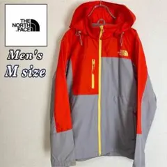 ノースフェイス マウンテンパーカー ナイロンジャケット オレンジ 朱赤 グレーM