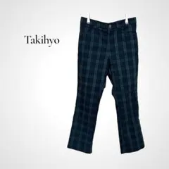 タキヒョー チェック柄 ストレッチ カジュアルパンツ LL グリーン テーパードのサムネイル