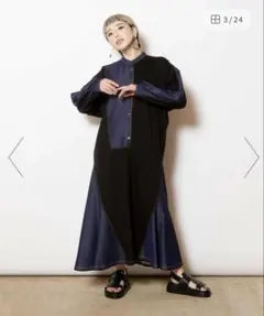 美品　OSMOSIS loaf オズモーシス　レーヨン　ワンピース ブルー