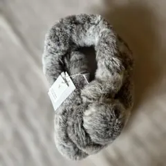 新品未使用　ラビットファーティペット　ライトグレ―～グレージュ　マフラー　毛皮