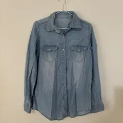 レディース　デニムブルー 長袖シャツ　L