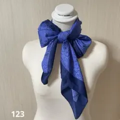123 大判スカーフ ペイズリー柄 ブルーパープル ネイビー上品 クラシック