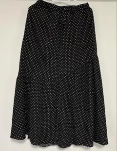 GU ジーユー ドット　フレアロングスカート L 黒