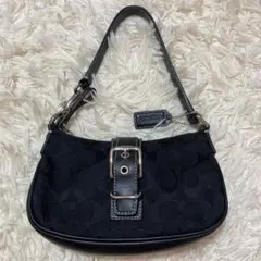 極美品✨コーチ　アクセサリーポーチ　キャンバス　ブラック　ソーホー　6362